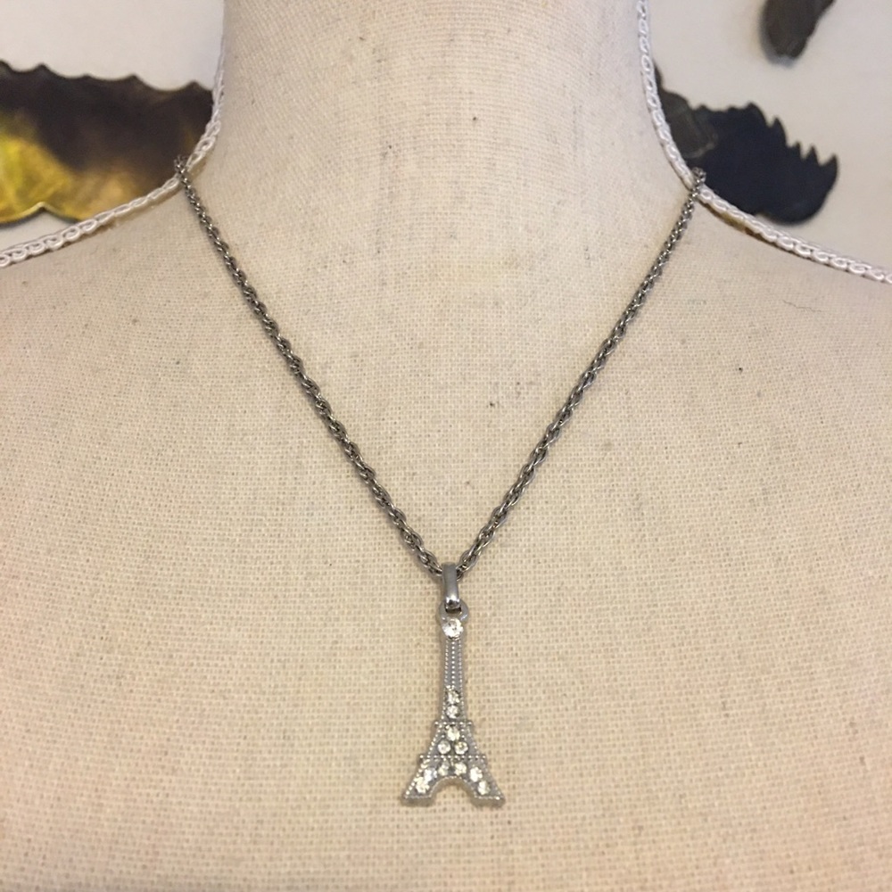 Rhinestone Eiffel Tower pendant and chain necklace